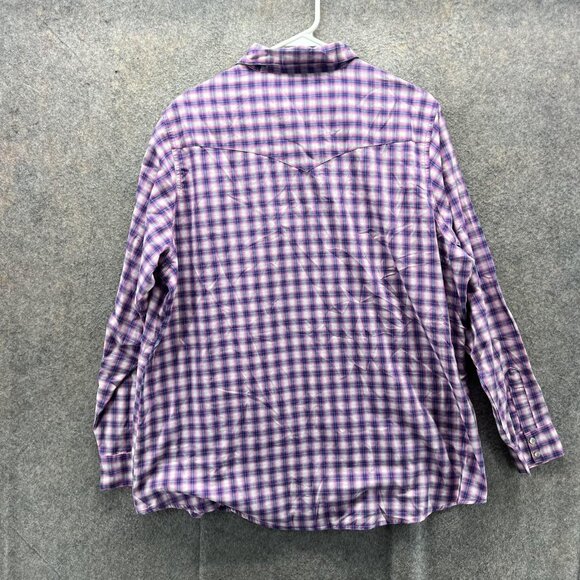 Wrancher Wrangler Shirt Womens 2XL Purple Pink Plaid Long Sleeve Western Snap - Picture 2 of 10
